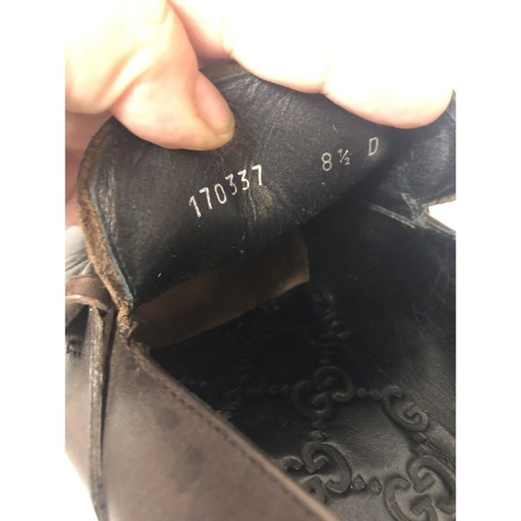 Gucci Mens Brown Leather Buckle Slip-On Loafers Size 8.5 D 170337 Made in Italy main image 10